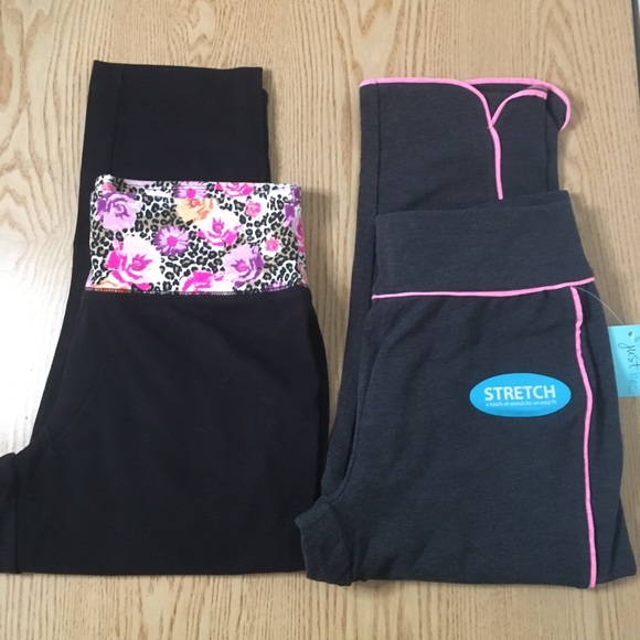 New Bundle of 2 Womens Stretchy Capri Leggings/Pants Gray/Black Size Small - Picture 1 of 7